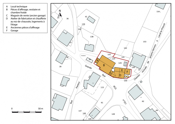 Plan-masse et de situation, section AB. © Région Bourgogne-Franche-Comté, Inventaire du patrimoine