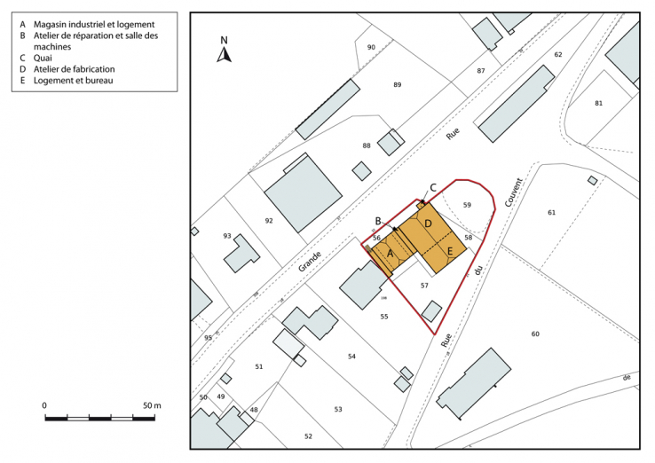 Plan-masse et de situation, section AK. © Région Bourgogne-Franche-Comté, Inventaire du patrimoine