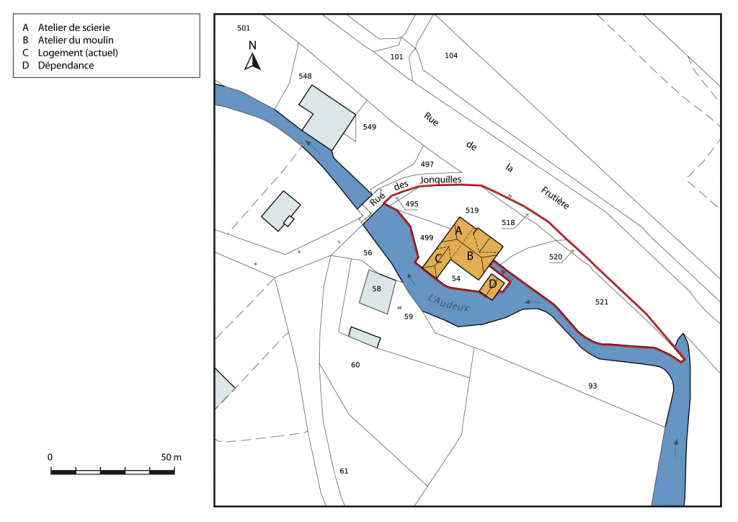 Plan-masse et de situation, section C. © Région Bourgogne-Franche-Comté, Inventaire du patrimoine
