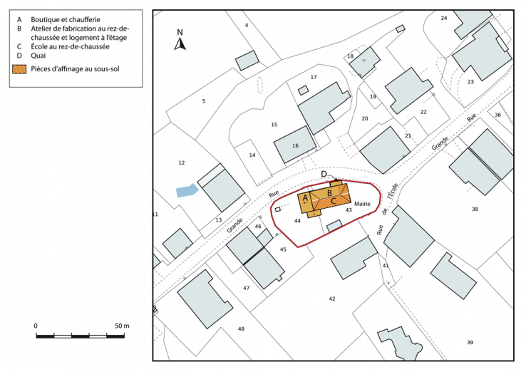 Plan-masse et de situation, section AB. © Région Bourgogne-Franche-Comté, Inventaire du patrimoine