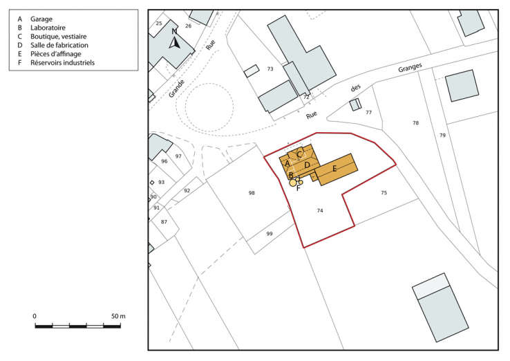 Plan-masse et de situation, section AB. © Région Bourgogne-Franche-Comté, Inventaire du patrimoine