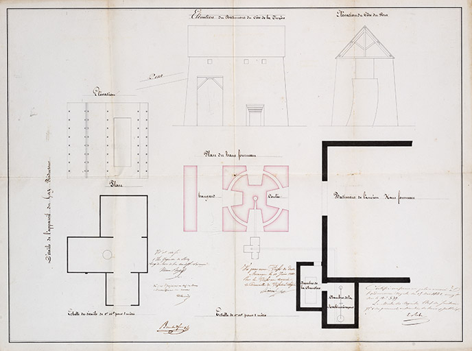 [Plans et élévations du haut fourneau de Clerval], 1842. © Région Bourgogne-Franche-Comté, Inventaire du patrimoine