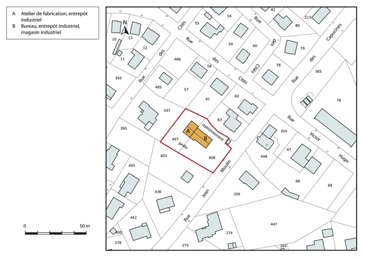 Plan-masse et de situation. Extrait du plan cadastral, 2015, section AB. © Région Bourgogne-Franche-Comté, Inventaire du patrimoine