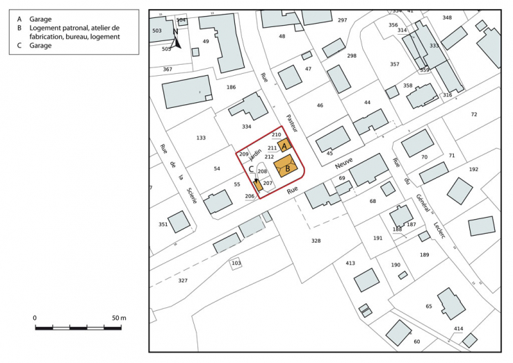 Plan-masse et de situation. Extrait du plan cadastral, 2015, section AI. © Région Bourgogne-Franche-Comté, Inventaire du patrimoine