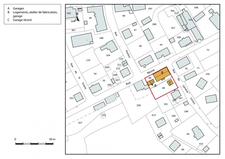 Plan-masse et de situation. Extrait du plan cadastral, 2015, section AI. © Région Bourgogne-Franche-Comté, Inventaire du patrimoine