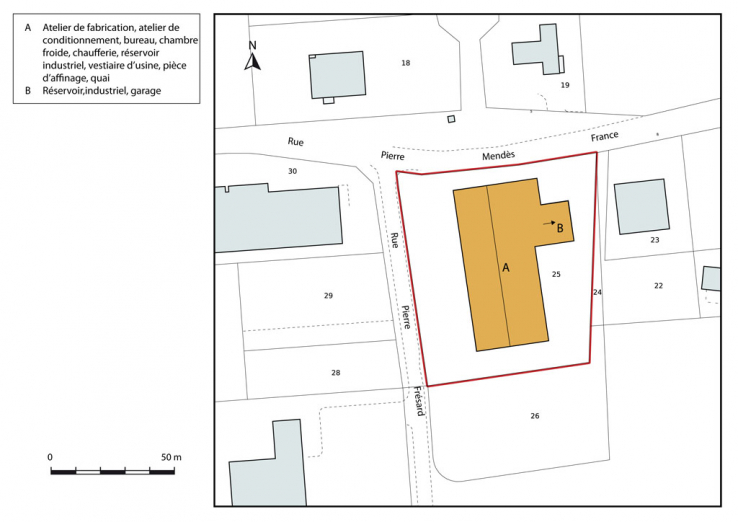 Plan-masse et de situation. Extrait du plan cadastral, 2015, section AN. © Région Bourgogne-Franche-Comté, Inventaire du patrimoine