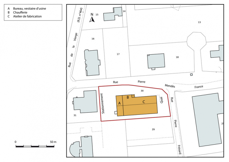 Plan-masse et de situation. Extrait du plan cadastral, 2015, section AN. © Région Bourgogne-Franche-Comté, Inventaire du patrimoine Plan-masse et de situation. Extrait du plan cadastral, 2015, section AN. © Région Bourgogne-Franche-Comté, Inventaire du patrimoine