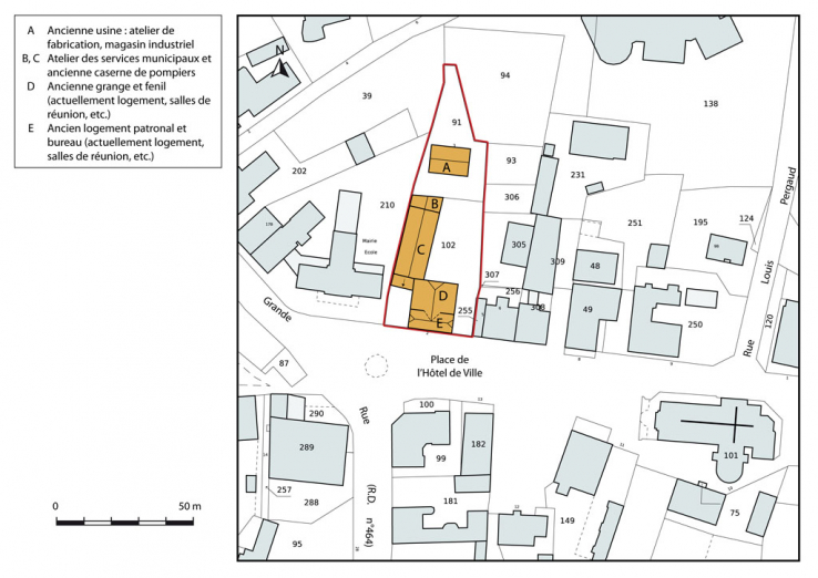 Plan-masse et de situation. Extrait du plan cadastral, 2015, section AC. © Région Bourgogne-Franche-Comté, Inventaire du patrimoine