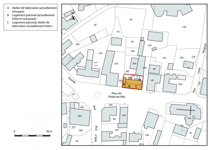 Plan-masse et de situation. Extrait du plan cadastral, 2015, section AC. © Région Bourgogne-Franche-Comté, Inventaire du patrimoine