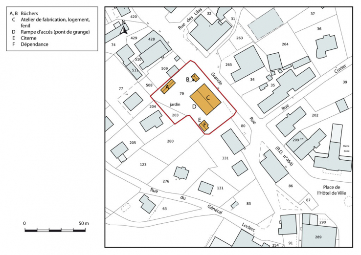 Plan-masse et de situation. Extrait du plan cadastral, 2015, section AI. © Région Bourgogne-Franche-Comté, Inventaire du patrimoine