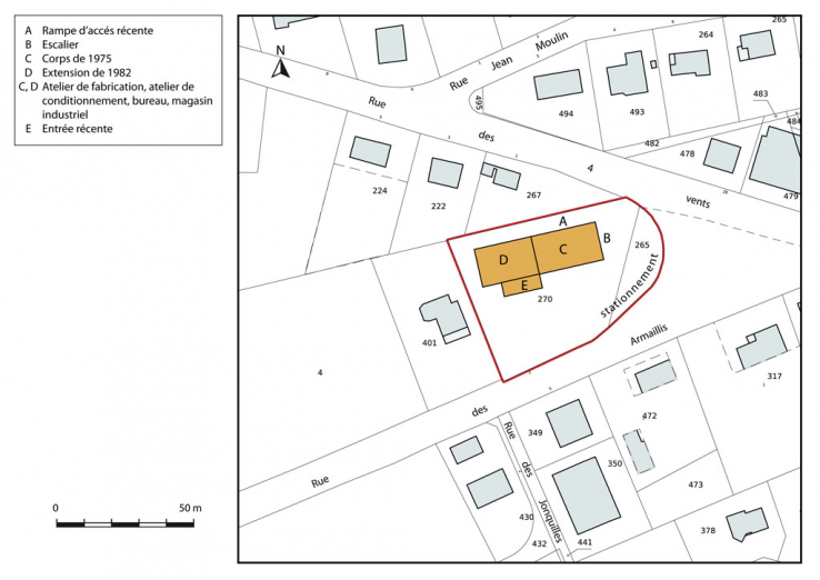 Plan-masse et de situation. Extrait du plan cadastral, 2015, section AI. © Région Bourgogne-Franche-Comté, Inventaire du patrimoine