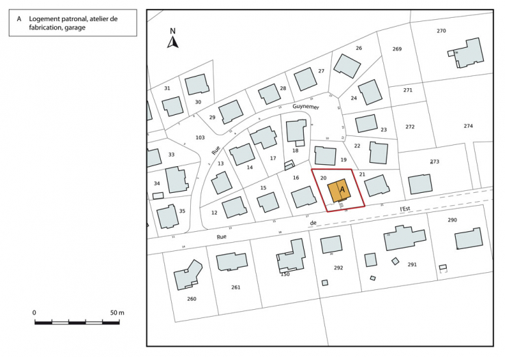 Plan-masse et de situation. Extrait du plan cadastral, 2015, section AD. © Région Bourgogne-Franche-Comté, Inventaire du patrimoine