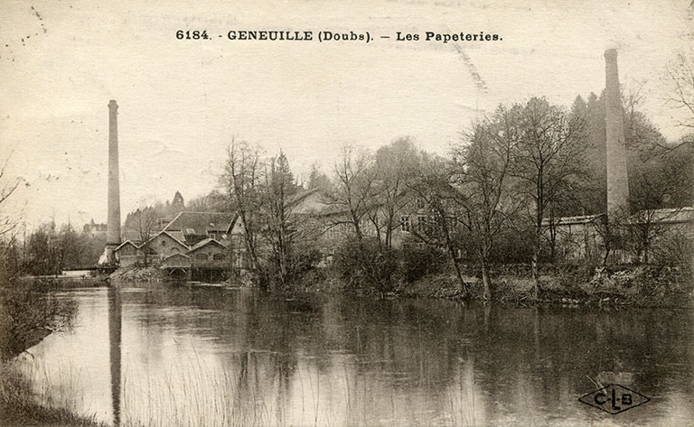 Geneuille (Doubs) - Les papeteries, carte postale, s.d. [fin 19e ou début 20e siècle]. © Région Bourgogne-Franche-Comté, Inventaire du patrimoine