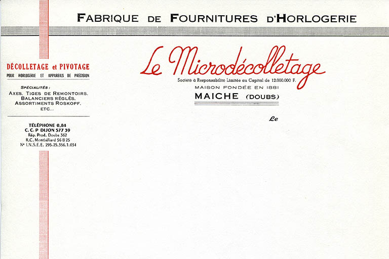 Papier à en-tête de la société Le Midrodécolletage, 3e quart 20e siècle (entre 1945 et 1960). © Région Bourgogne-Franche-Comté, Inventaire du patrimoine