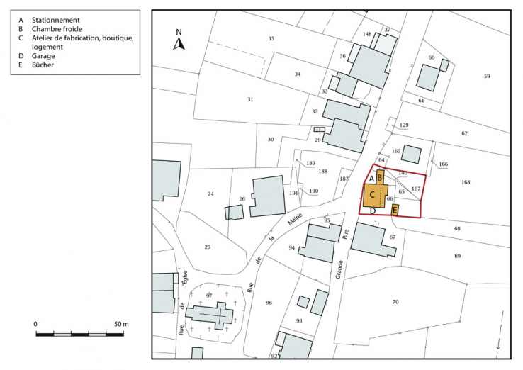 Plan-masse et de situation. Extrait du plan cadastral, 2015, section AB. © Région Bourgogne-Franche-Comté, Inventaire du patrimoine Plan-masse et de situation. Extrait du plan cadastral, 2015, section AB. © Région Bourgogne-Franche-Comté, Inventaire du patrimoine