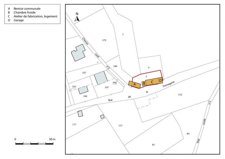 Plan-masse et de situation. Extrait du plan cadastral, 2015, section C. © Région Bourgogne-Franche-Comté, Inventaire du patrimoine
