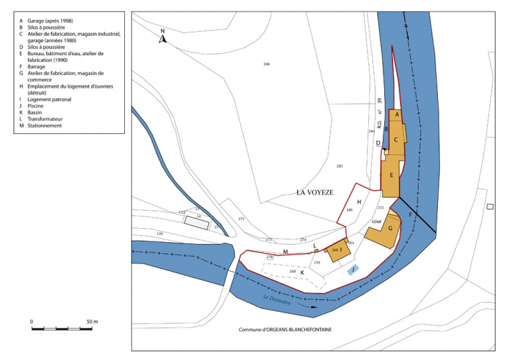 Plan-masse et de situation. Extrait du plan cadastral, 2015, section B. © Région Bourgogne-Franche-Comté, Inventaire du patrimoine