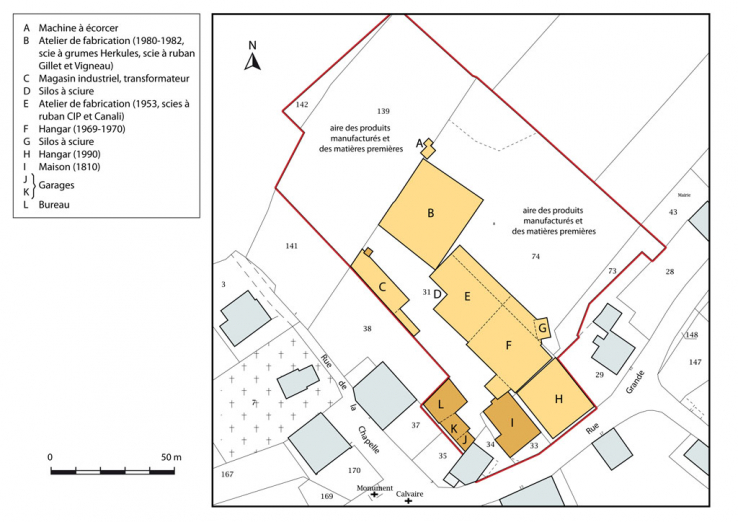 Plan-masse et de situation. Extrait du plan cadastral, 2015, section AC. © Région Bourgogne-Franche-Comté, Inventaire du patrimoine