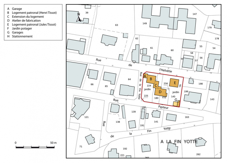 Plan-masse et de situation. Extrait du plan cadastral, 2015, section AC. © Région Bourgogne-Franche-Comté, Inventaire du patrimoine