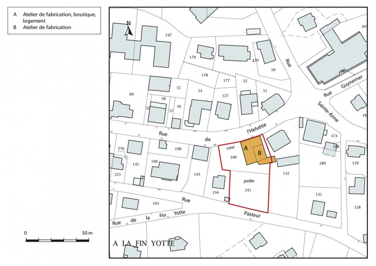 Plan-masse et de situation. Extrait du plan cadastral, 2015, section AC. © Région Bourgogne-Franche-Comté, Inventaire du patrimoine