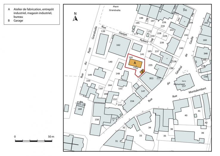 Plan-masse et de situation. Extrait du plan cadastral, 2015, section AK. © Région Bourgogne-Franche-Comté, Inventaire du patrimoine