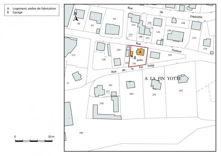 Plan-masse et de situation. Extrait du plan cadastral, 2015, section AC. © Région Bourgogne-Franche-Comté, Inventaire du patrimoine
