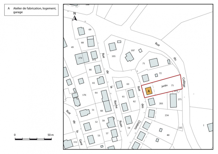 Plan-masse et de situation. Extrait du plan cadastral, 2015, section AC. © Région Bourgogne-Franche-Comté, Inventaire du patrimoine