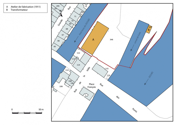 Plan-masse et de situation. Extrait du plan cadastral, 2015, section AK. © Région Bourgogne-Franche-Comté, Inventaire du patrimoine