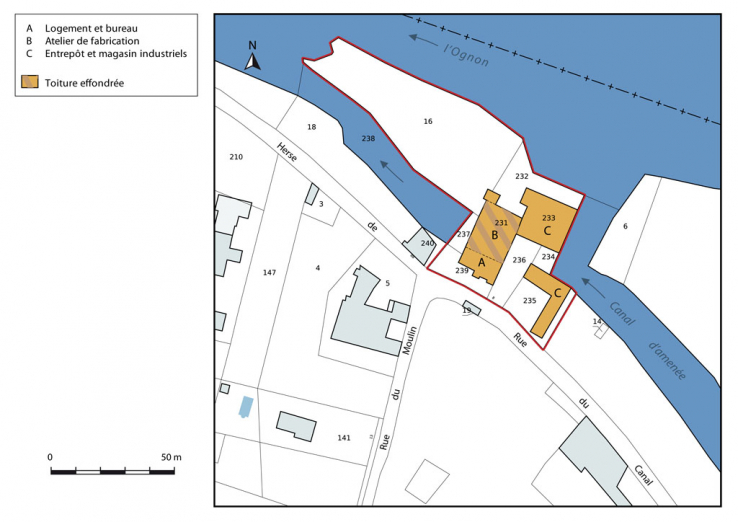 Plan-masse et de situation. Extrait du plan cadastral, 2015, section AB. © Région Bourgogne-Franche-Comté, Inventaire du patrimoine