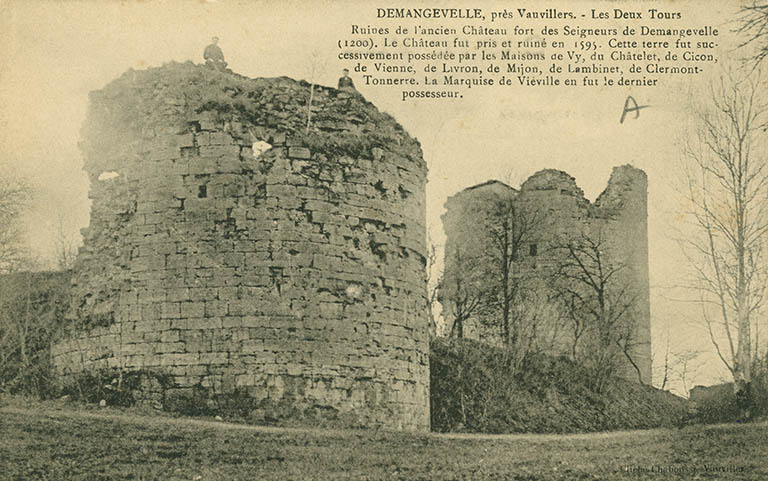 Demangevelle. Les deux tours. Carte postale. © Région Bourgogne-Franche-Comté, Inventaire du patrimoine