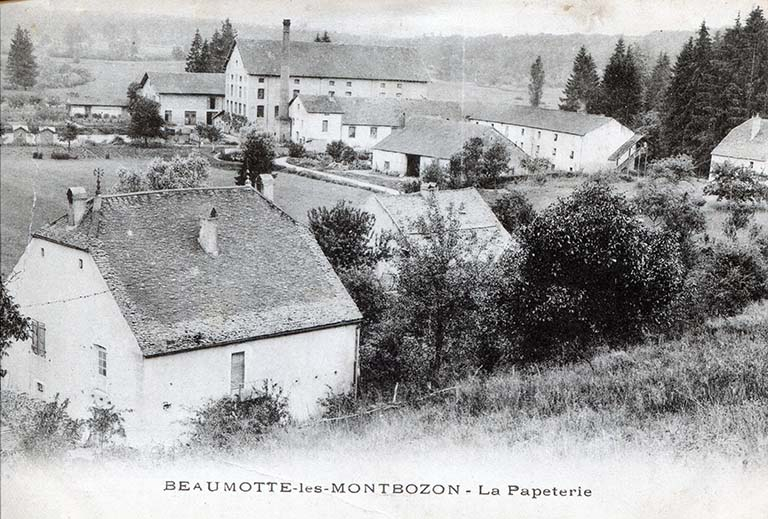 Beaumotte-lès-Montbozon - La Papeterie, carte postale , s.d. [fin 19e ou début 20e siècle]. © Région Bourgogne-Franche-Comté, Inventaire du patrimoine
