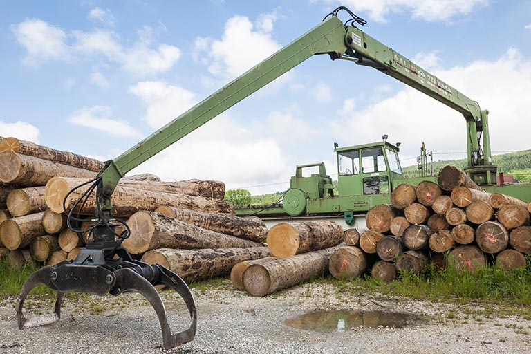Grue mobile sur le parc à grumes. © Région Bourgogne-Franche-Comté, Inventaire du patrimoine