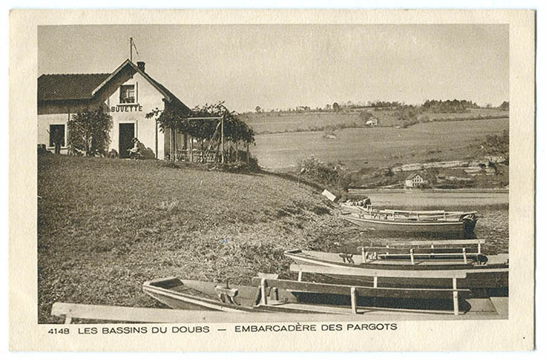 4148 Les bassins du Doubs.- Embarcadère des Pargots [actuel hôtel-restaurant Les Cygnes], 1ère moitié 20e siècle. © Région Bourgogne-Franche-Comté, Inventaire du patrimoine