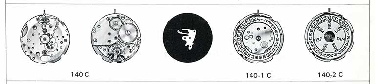 [Dessin des mouvements FE 140-C, 140-1C et 140-2C], 1973. © Région Bourgogne-Franche-Comté, Inventaire du patrimoine