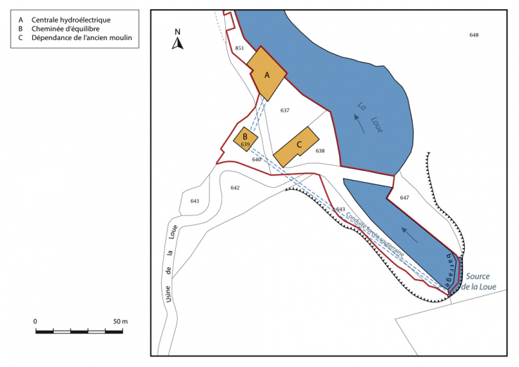 Plan-masse et de situation. Extrait du plan cadastral, 2015, section A. © Région Bourgogne-Franche-Comté, Inventaire du patrimoine