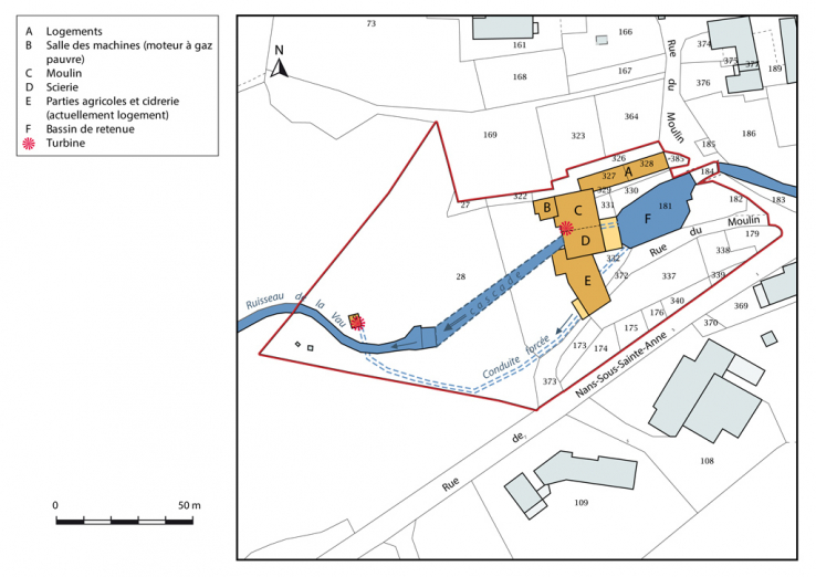 Plan-masse et de situation. Extrait du plan cadastral, 2015, section A. © Région Bourgogne-Franche-Comté, Inventaire du patrimoine
