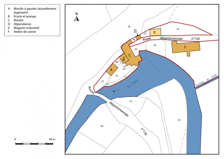 Plan-masse et de situation. Extrait du plan cadastral, 2015, section ZD. © Région Bourgogne-Franche-Comté, Inventaire du patrimoine