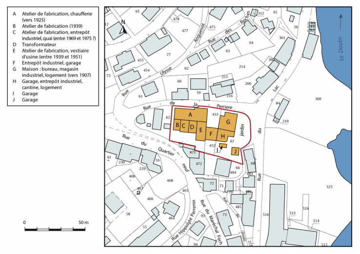 Plan-masse et de situation, avec datation. © Région Bourgogne-Franche-Comté, Inventaire du patrimoine