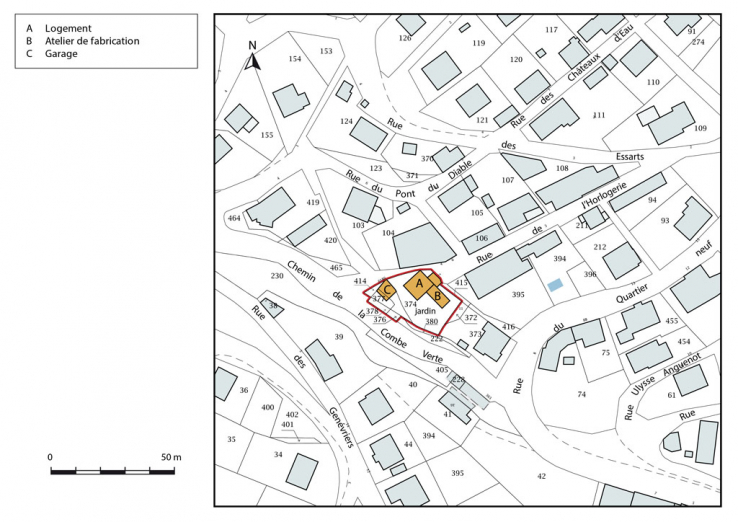 Plan-masse et de situation. © Région Bourgogne-Franche-Comté, Inventaire du patrimoine