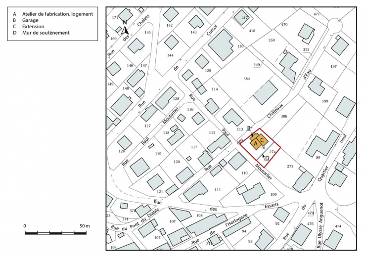 Plan-masse et de situation. © Région Bourgogne-Franche-Comté, Inventaire du patrimoine