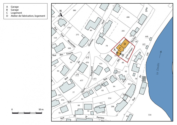 Plan-masse et de situation. © Région Bourgogne-Franche-Comté, Inventaire du patrimoine