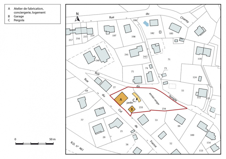 Plan-masse et de situation. © Région Bourgogne-Franche-Comté, Inventaire du patrimoine Plan-masse et de situation. © Région Bourgogne-Franche-Comté, Inventaire du patrimoine