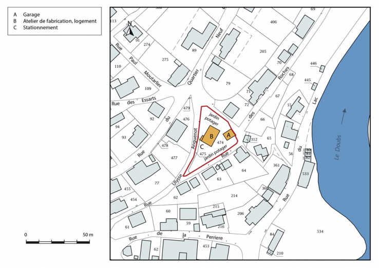 Plan-masse et de situation. © Région Bourgogne-Franche-Comté, Inventaire du patrimoine