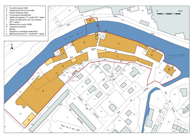 Plan-masse et de situation. Extrait du plan cadastral, 2016, section AS. © Région Bourgogne-Franche-Comté, Inventaire du patrimoine
