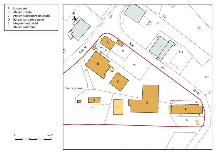 Plan-masse et de situation. Extrait du plan cadastral, 2016, section ZD. © Région Bourgogne-Franche-Comté, Inventaire du patrimoine