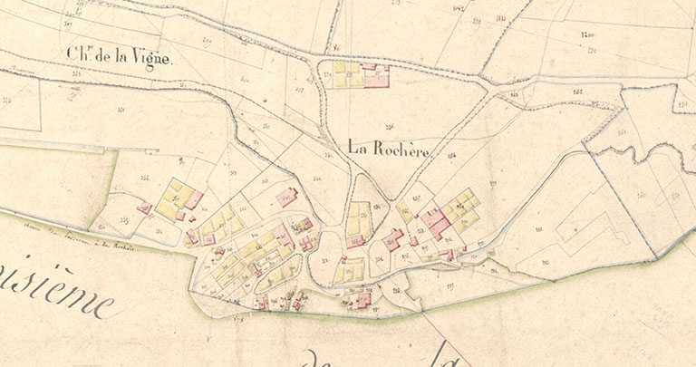 Le hameau en 1823. © Région Bourgogne-Franche-Comté, Inventaire du patrimoine Le hameau en 1823. © Région Bourgogne-Franche-Comté, Inventaire du patrimoine