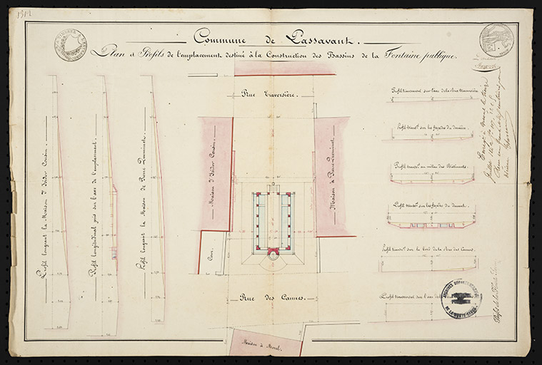 Projet de construction des bassins de la fontaine, rue Traversière. © Région Bourgogne-Franche-Comté, Inventaire du patrimoine
