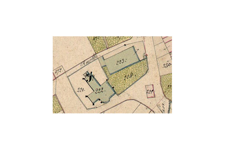 Le presbytère représenté sur le plan cadastral napoléonien. © Archives départementales de la Haute-Saône