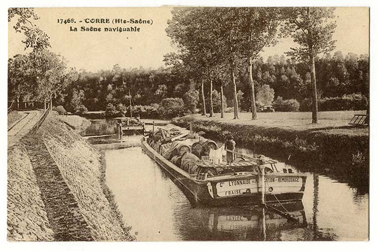 Corre. La Saône navigable. Carte postale n° 17466  © Région Bourgogne-Franche-Comté, Inventaire du patrimoine Corre. La Saône navigable. Carte postale n° 17466  © Région Bourgogne-Franche-Comté, Inventaire du patrimoine