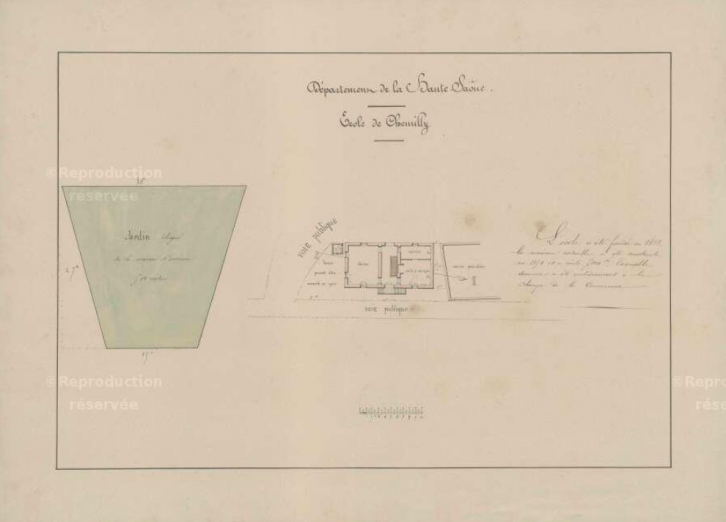 Plan de situation de l'école de Chemilly © Région Bourgogne-Franche-Comté, Inventaire du patrimoine Plan de situation de l'école de Chemilly © Région Bourgogne-Franche-Comté, Inventaire du patrimoine
